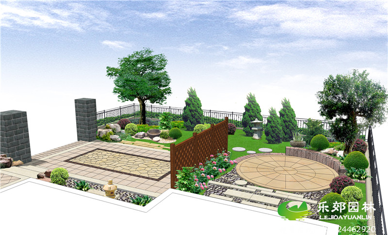 日式庭院景观设计前花园效果图