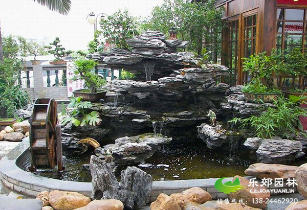 室外鱼池假山设计实景图2