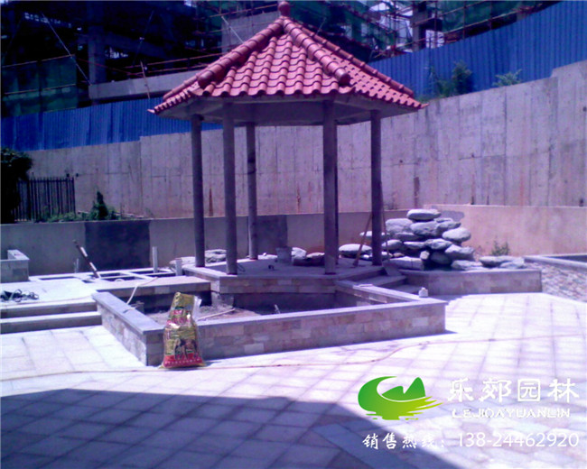 别墅景观亭子施工图片