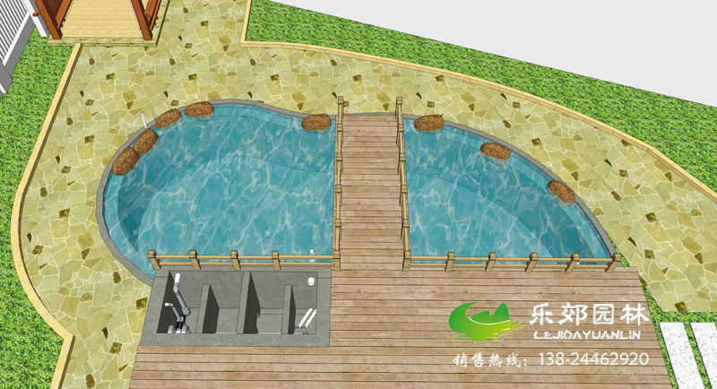 别墅庭院鱼池设计效果图