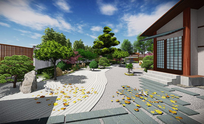日式庭院景观设计效果图3