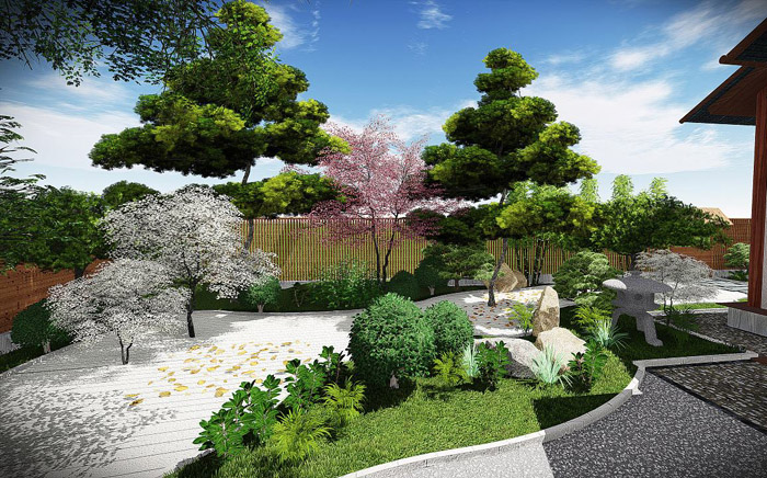 日式庭院景观设计效果图5