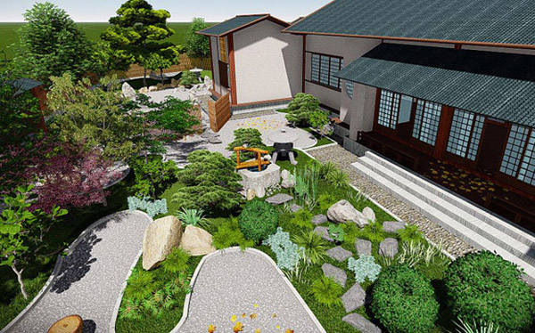 日式庭院景观元素的布局图片