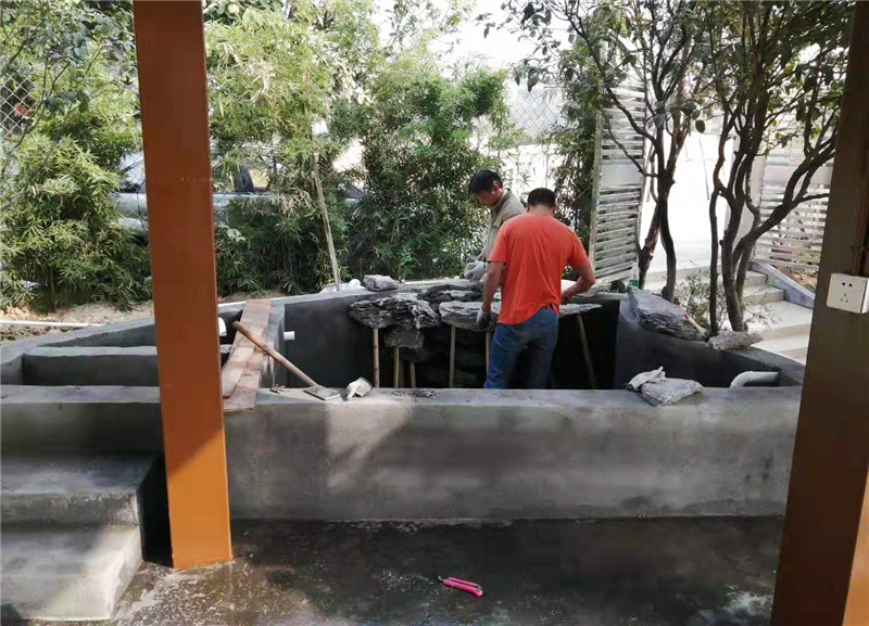 家庭院子鱼池假山设计实景图2