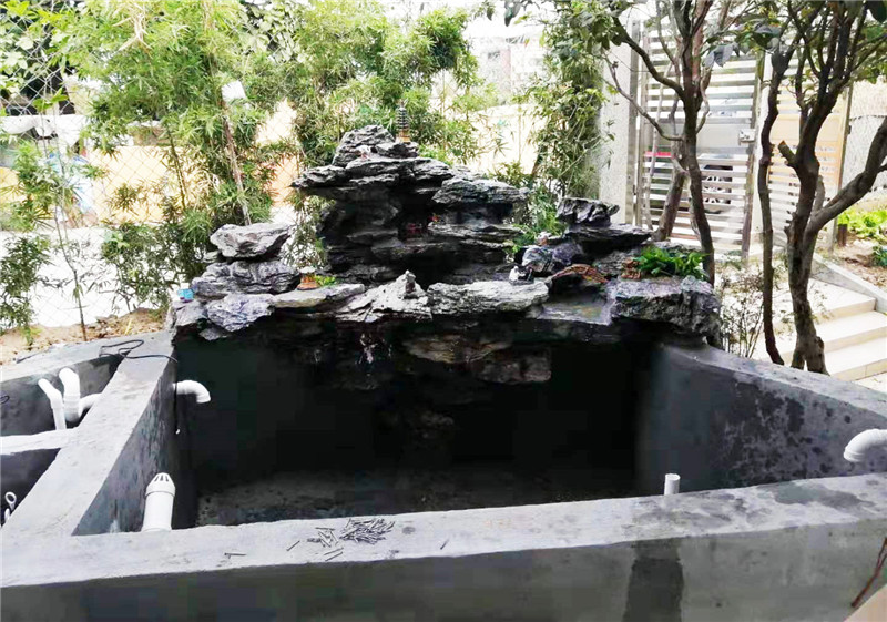 家庭院子鱼池假山设计实景图3
