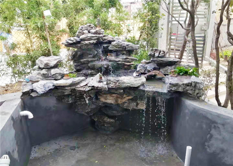 家庭院子鱼池假山设计实景图4