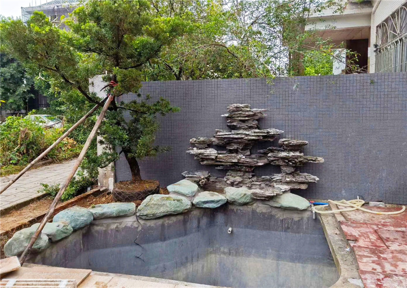 广州番禺区家庭院子鱼池设计实景图1