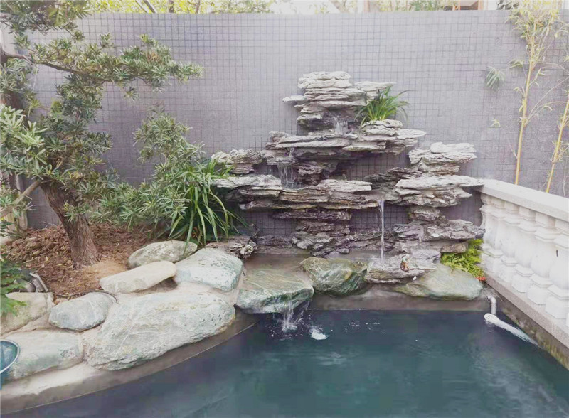 广州番禺区家庭庭院鱼池景观设计图片3