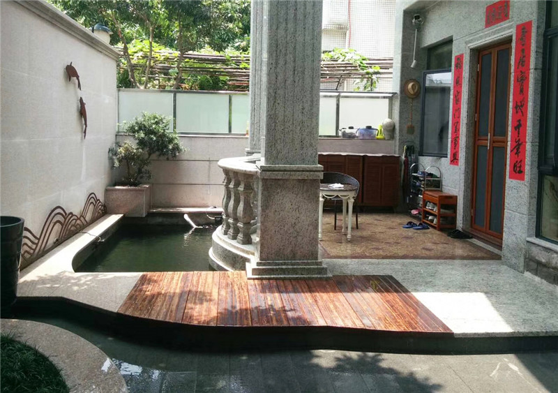 广州番禺区家庭院子鱼池设计实景图